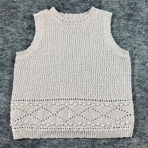 Universal Thread Sweater Vest Womens L Cream Oatmeal 100% Cotton Boho Coastal